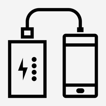 Outline Beautiful Portable Charger Vector Icon