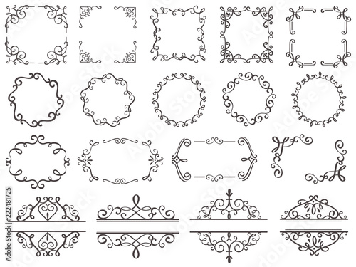 Retro Decoration Frames Vintage Filigree Swirls Border Elegant