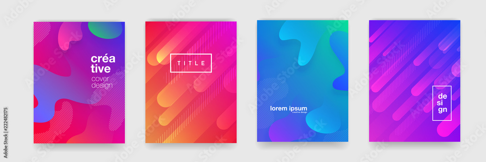 Aufkleber Gradient flowing geometric pattern background texture for poster cover design. Minimal color abstract gradient banner template. Modern vector wave shape for brichure