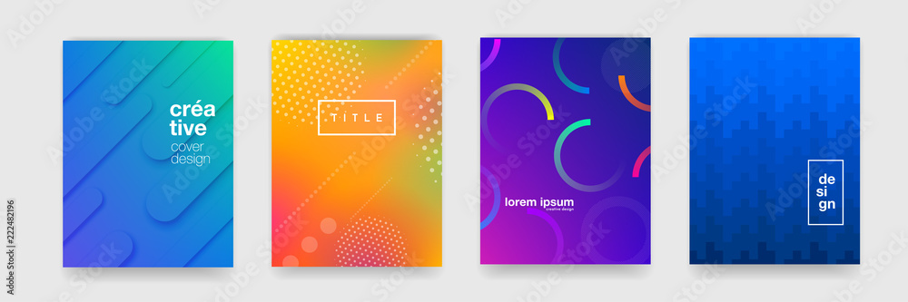 Poster Abstract trendy gradient flowing geometric pattern background texture for poster cover design. Minimal color gradient banner template. Modern vector wave shape for brichure