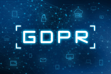 GDPR with digital icon and futuristic technology background