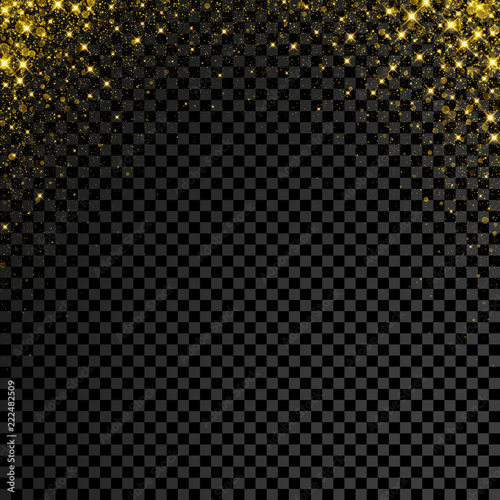Aufkleber gold glitter confetti on transparent background. vector star sparkle rain with glowing shine splatte