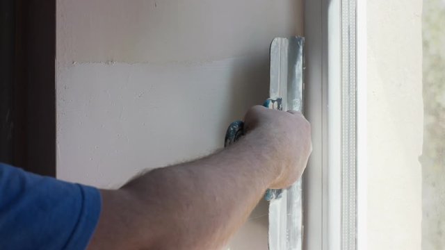 white putty on a window slope