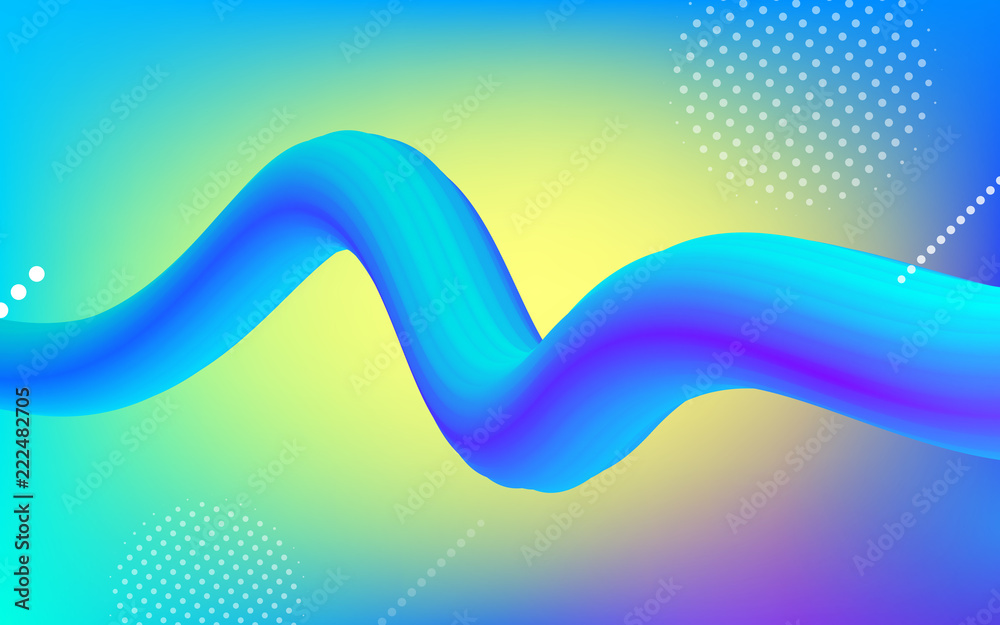 Poster Color gradient transition on abstract trendy colorful background with neon stripe shape. Vector 3d wave digital paint and neon geometric vibrant trendy gradient colors for music party poster template