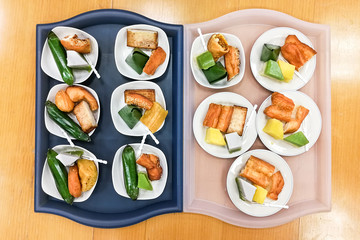 Assorted Malaysia Nyonya kuih kueh served on plate