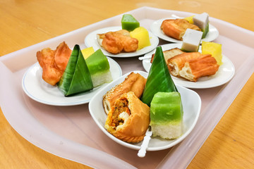 Assorted Malaysia Nyonya kuih kueh served on plate