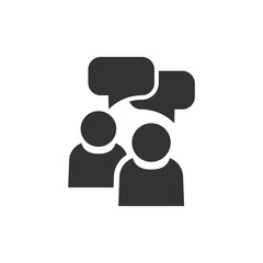 People with speech bubble icon in flat style. Business agreement vector illustration on white isolated background. Partnership talk business concept.