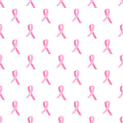 Pink ribbon seamless pattern . National Breast Cancer Awareness Month.
