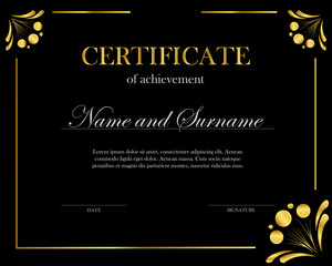 Creative certificate, diploma. Frame for diploma, certificate. Certificate template with elegant border frame, Diploma design for graduation or completion.