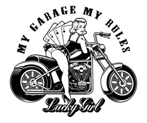 Pin up girl with motorcycle
