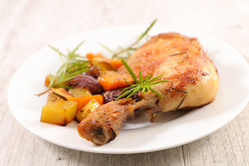 chicken leg and vegetable