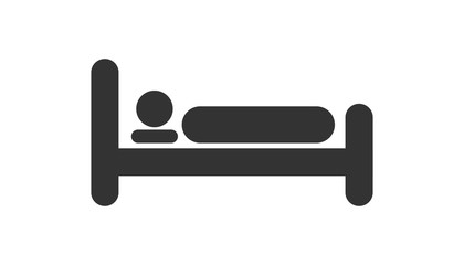 Bed icon in flat style. Sleep bedroom vector illustration on white isolated background. Relax sofa business concept.