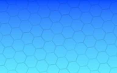 Translucent honeycomb on a gradient blue sky background. Perspective view on polygon look like honeycomb. Isometric geometry. 3D illustration