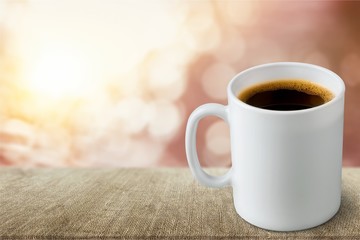 Black coffee in white cup