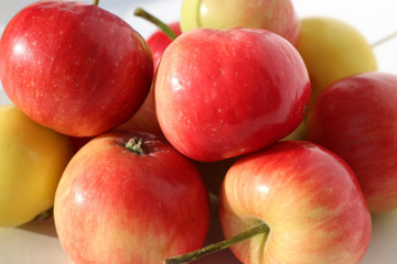 Appetizing, bright, red apples close-up.