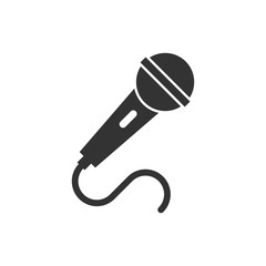 Microphone icon in flat style. Mic broadcast vector illustration on white isolated background. Microphone mike speech business concept.