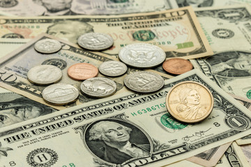 background of banknotes and coins
