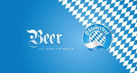 Oktoberfest Beer all over the World blue logo background