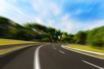 Colorful highway road speed lines texture background, radial motion blur / zooming effect
