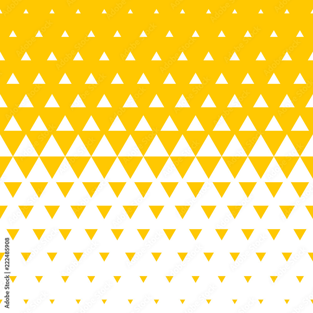 Poster Abstract yellow and white triangle halftone pattern background. Vector seamless pattern of irregular mosaic color transition for modern trend background design