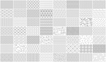 Mega collection of Geometric seamless linear pattern. Isolated on White background