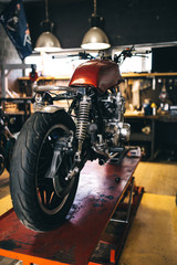 Custom motorcycle shop interior