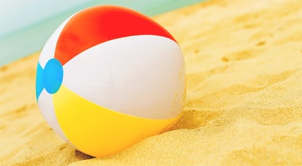 Background with a beach ball in the