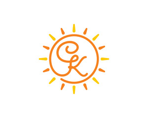 Sun and Letter C and K Logo Icon 001