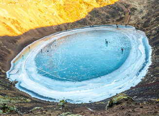 Kerid  crater in winter season, Iceland © jeafish