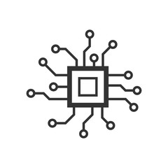 Circuit board icon in flat style. Technology microchip vector illustration on white isolated background. Processor motherboard business concept.