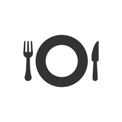 Fork and knife restaurant icon in flat style. Dinner equipment vector illustration on white isolated background. Restaurant business concept.