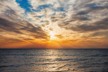 bright dawn on the sea. seascape