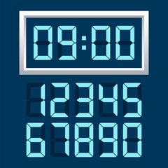 Digital clock  number set. Vector illustration.