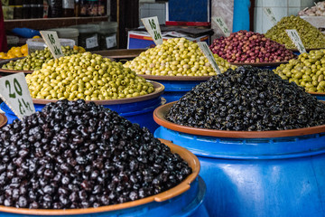 olives of different sorts on Casablanca market.