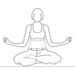 Continuous line art Drawing woman meditating