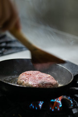 Beef Burger during cooking