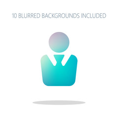 business man icon. Colorful logo concept with simple shadow on w