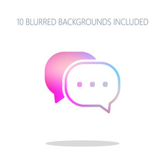 chat icon. Colorful logo concept with simple shadow on white. 10