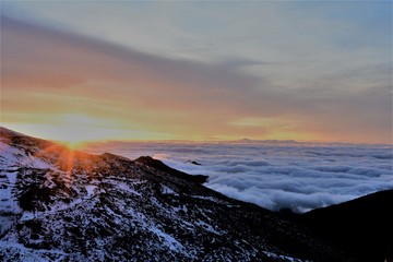 sunset during the inversion in the mountain