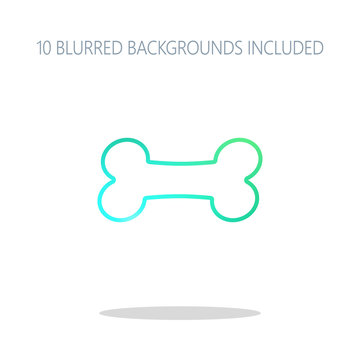 Dog bone icon. Colorful logo concept with simple shadow on white