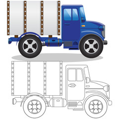 Truck. Side view. Isolated on white background. Vector illustration.