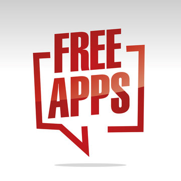Free apps in brackets speech red white isolated sticker icon
