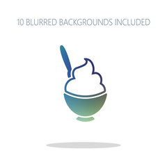 ice cream or porridge in bowl icon. Colorful logo concept with s