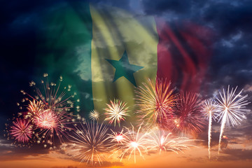 Fireworks and flag of Senegal