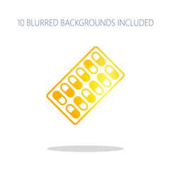 Pack Pills Icon. Colorful logo concept with simple shadow on whi