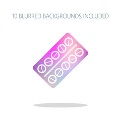 Pack Pills Icon. Colorful logo concept with simple shadow on whi