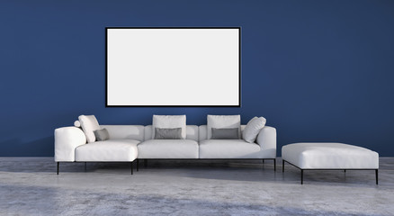 Modern bright interiors apartment with mock up poster frame illustration 3D rendering computer generated image