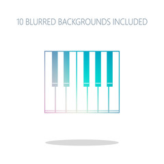 Simple piano icon. Colorful logo concept with simple shadow on w