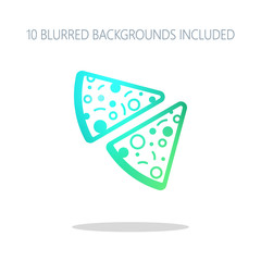 pieces of pizza icon. Colorful logo concept with simple shadow o