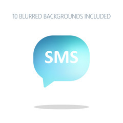 sms icon. Colorful logo concept with simple shadow on white. 10